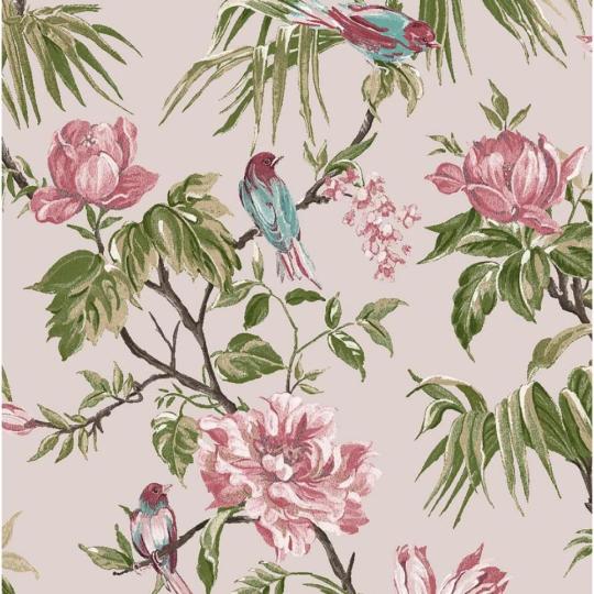 elegantny ruzovy kvetina vtaky vzor tapeta farebny fialovy modry zeleny hnedy vzor zamok vila vintage romanticky jedalen kaviaren salon kozmetika dekoracia.jpg